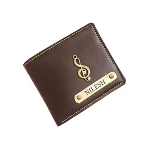 NAVYA ROYAL ART Customized Wallets Personalized Wallet for Men with Name & Charm (Pack of 1) (Brown)
