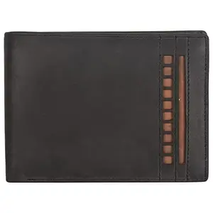 Leatherman Fashion LMN Genuine Leather Brown Black Men Wallet LV5907 (4 cc Card Slots)