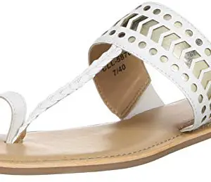 Carlton London Women's White Flat Sandal-4 Kids UK (CLL-5876)