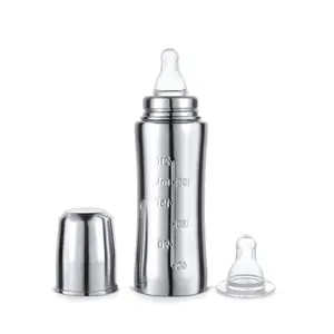 Pexpo Joy Stainless Steel Baby Feeding Bottle (250ml) | BPA Free | Slim Neck | Ideal for Infant and Toddlers