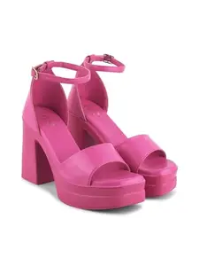 JM LOOKS Women's Block Heel Sandal Platform Sandal Ankle Strap Open Square Toe High Heel Sandal for Wedding Party Evening Prom - Rani