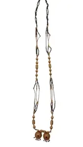 Handcrafted Wooden Beaded Necklace, Traditional Design, Brown and Grey Tones, 50 cm Length