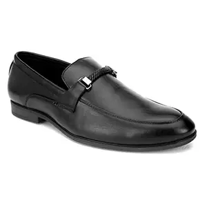 San Frissco Men's Faux Leather Black Semi-Formal Slip-ons