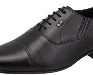 Lee Cooper LC4383E Men's Leather Derby Formal Shoes | Lightweight, Comfortable & Stylish Lace-Ups for Office, Business 39EU__5UK Black