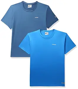 Charged Endure-003 Chameleon Spandex Knit Round Neck Sports T-Shirt Blue-Heaven Size 2Xl And Charged Energy-004 Interlock Knit Hexagon Emboss Round Neck Sports T-Shirt Scuba Size 2Xl