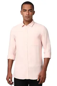 Peter England Men's Slim Fit Shirt (PCSFLSLBO13339_Pink
