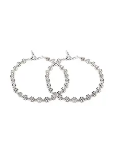 Digital Dress Room Digital Dress Traditional Authentic Fashionable Attractive Indian Style Alloy Metal Fancy Oxidised German Silver Plated Anklet Payal/Pazeb Comes Pair For Women and Girls Gift Jewellery (Pack of 2)