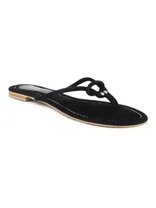 INC.5 Women Black Open Toe Flats