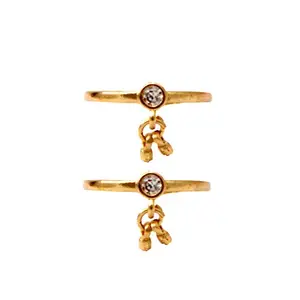GRESHA Gold Plated Bridal Jewellery of Traditional Ethnic Adjustable Toe Rings for Girls and Women (GE-309) (GE-204)
