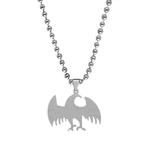 Shiv Jagdamba Animal Eagle bird Flying Silver Stainless Steel Pendant Necklace Chain For Men And Women
