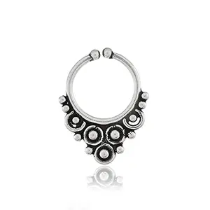 NEMICHAND JEWELS Pure 925 Sterling Silver Septum Nose Rings For Women - Non Pierced nose (SS-NR-06)