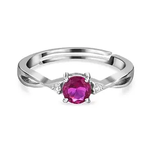 Ornate Jewels 925 Silver Red Ruby Criss Cross Solitaire Adjustable Ring for Women and Girls | With Certificate of Authenticity & 925 Stamp | Life-time Warranty*