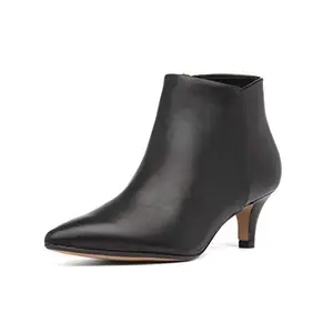 Clarks Women Black Leather Boots-5 UK (38 EU) (26143924)