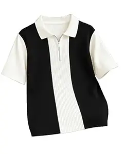 Enitor Mens Half Sleeves Polo Neck T-Shirt, Casual Summer Wear T-Shirt for Men, Formal Half Zipper T-Shirts for Boys, Stylish Everyday Tshirs for Boy