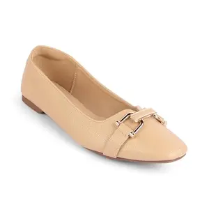 tresmode STRAFORD Women's Ballerina Shoes Footwear Beige, 3 UK / 36 EU - Ladies Ballet Flats Formal Casual Comfortable Wear