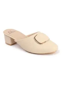 Carlton London Women Beige Stylish Slip-on Casual Wear, Party and Formal Wear Mule with Block Heels (41)