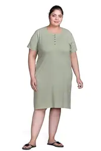 In Love Women Cotton Buttoned Plus Size Short Slip Nighty Chemise