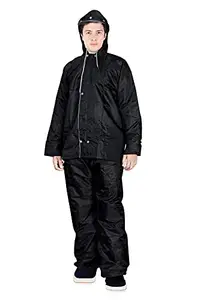 Fashion Dream Men’s Polyester Waterproof Rain Coat/Rain Suit-Black-3XL