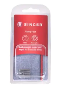 SINGER Piping Presser Foot – for Low Shank Sewing Machines | Ideal for Inserting Piping, Cording, and Trims | Perfect for Cushions, Garments, and Home Décor