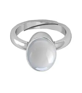 DAURAYA GEMS JAGDAMBA GEMS 9.25 Ratti 8.82 Carat White Natural Moonstone Stone Adjustable Ring for Men and Women