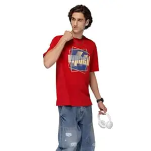 WROGN Men's 220 GSM Pure Cotton T-Shirt | Pop Graphic Print | Oversized Fit