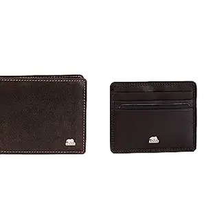 BROWN BEAR Sleek and Secure Men's Wallet and Card Holder Gift Set Combo RFID Protected and Geniune Leather (Brown)