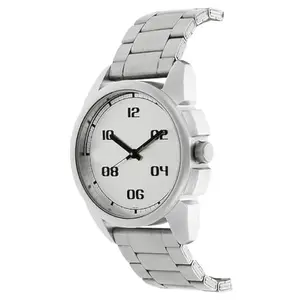RANS Ecommerce Men's Analog Watch with Bold Numbering, White Dial, Silver Bracelet-Style Band, Water-Resistant, Stylish Wristwatch for Men & Boys