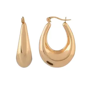 Voylla Voyage Flirty Glitz Yellow Gold Hoop Earrings|Women Hoops Earrings|Earrings For Women|Chic|Travel|Everyday|Stylish|Gift for Women|