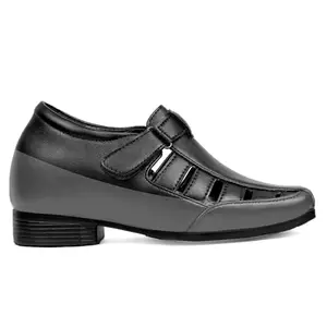 Baxxico Men's Hidden Height Increasing Faux Leather Black Formal Slipon Sandals.-5UK[BAXA729-Black]