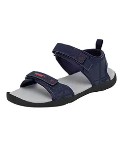 Puma Men's Path Reload Navy-Cool Mid Gray-Red Sandal-6 Kids UK (38516907)