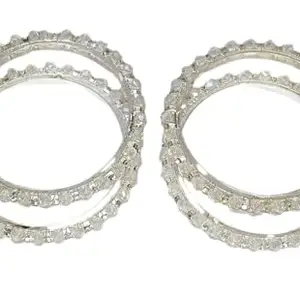 Plated Diamond Bracelet Kada Kangan for Girls and Women. 2.8 Size (White Transparent) (2.8Size)