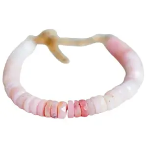 LKBEADS Gold Plated Bracelet with Pink Smooth Peruvian Pink Opal Beads – Rondelle 6mm – 7 inch Adjustable – For Men & Women|LK_STACK_05379