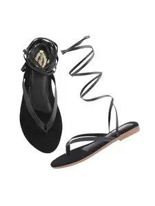 Shoetopia Women's X-2 Flat Sandal-8 Kids UK (X-2-Black)-EU41