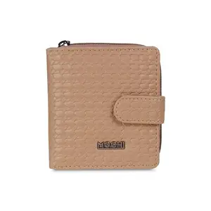 Mochi Women Beige Faux Leather Casual Wallet with Premium Metal Logo (95-139)