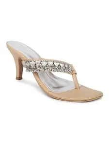 INC.5 Women Beige Embelished Stiletto Sandals