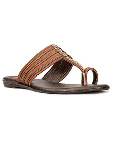 BATA womens Swaroski Kolhapuri Brown Fashion Slippers 3 UK (5713300)
