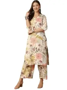 MS VHCK ENTERPRISE Women's Rayon Straight Printed Kurta with Palazzo