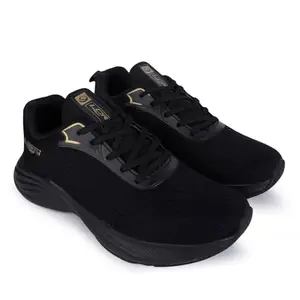 Lancer Mens FLASH-31BLK-GLD Black Running Shoe, 9