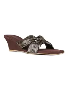 Inc.5 Womens Gold Ethnic Solid Wedge Heels