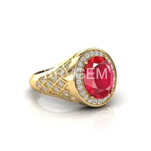 MBVGEMS 4.25 Ratti / 3.50 Carat Ruby Ring gold plated Handcrafted Finger Ring With Beautifull Stone Men & Women Jewellery Collectible