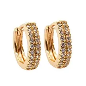 Bhumi Creation Modern Gold Plated Cubic Zirconia CZ Hoop Earrings for Women
