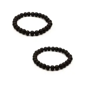 Karungali Bracelet Pack of 2 | 100% Natural Unpolished Black Ebony Wood | Government Lab Certified | 8mm Bead Size | Original Karungali Bracelets for Meditation & Positive Energy (2 Pieces)