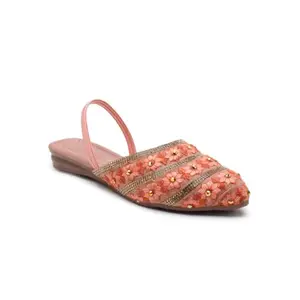 Fancy Trending and Comfort Flat Sandal for Womens and Girls (Peach, 4)