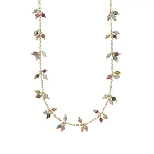 Accessorize London Women 14k Real Gold Plated Tourmaline Cluster Station Necklace