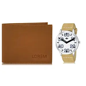 LOREM Combo of Men Watch & Artificial Leather Wallet-FZ-WL02-LR62