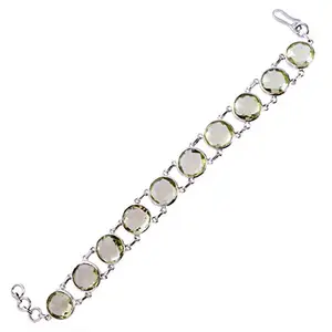 Ravishing Impressions Green Amethyst 925 Solid Sterling Silver Statement Bracelet