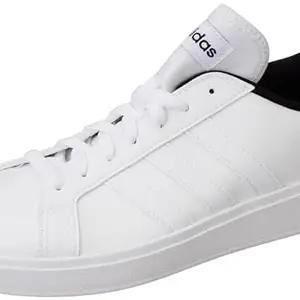 Adidas Men Synthetic Grand Court Base 3.0 M, Tennis Shoes, FTWWHT/STRBLU/FTWWHT, UK-6