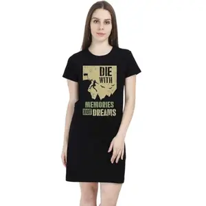 High on Soda Die with Memories Not Dreams Quotes T-Shirt Dress for Women (Black, Medium)