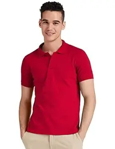 Amazon Brand - Symbol Men's Cotton Rich Solid Polo Tshirt | Collar Tshirts | Half Sleeves | Plain-Regular Fit (Available in Plus Sizes)