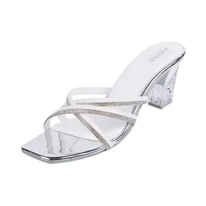 Metro Women White Block Heel Fashion Sandal UK/7 EU/40 (40-196)